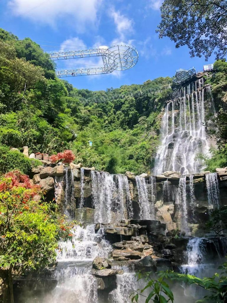 Upward View of Gulong Gorge Glass Platform - Summer